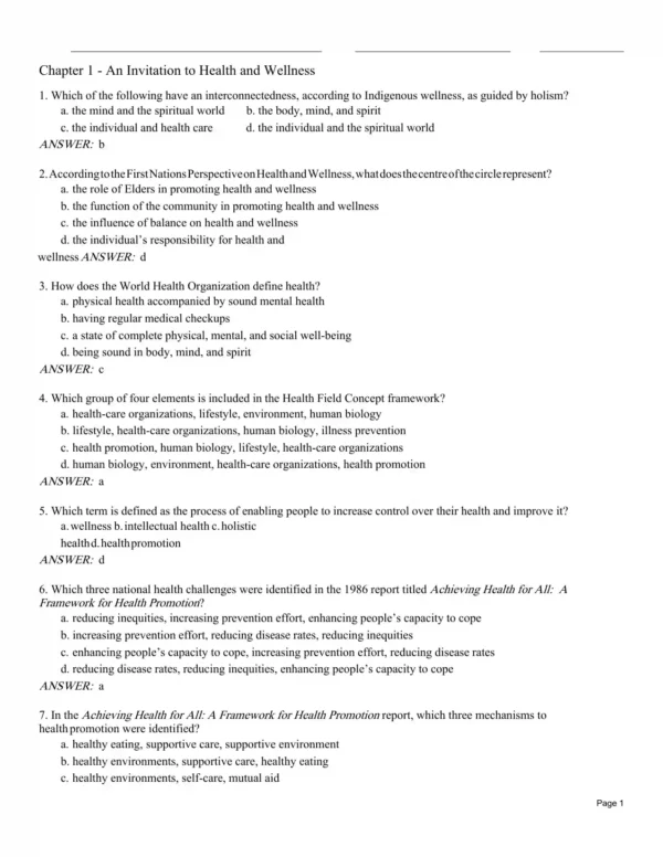 Test Bank For An Invitation To Health Pdf