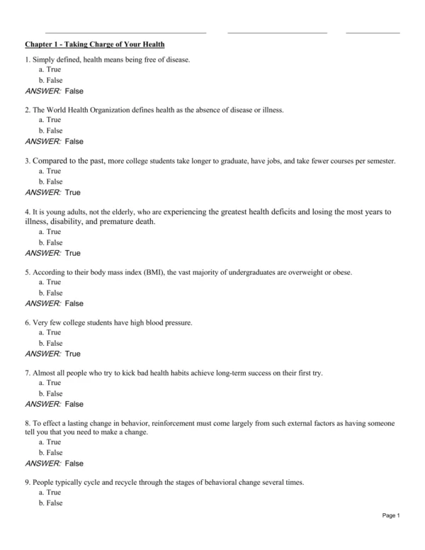 An Invitation to Health, Brief Edition , 12th Edition Lisa Tunks Test Bank