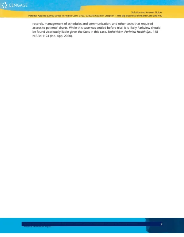 Applied Law and Ethics Health Care SOLUTION MANUAL