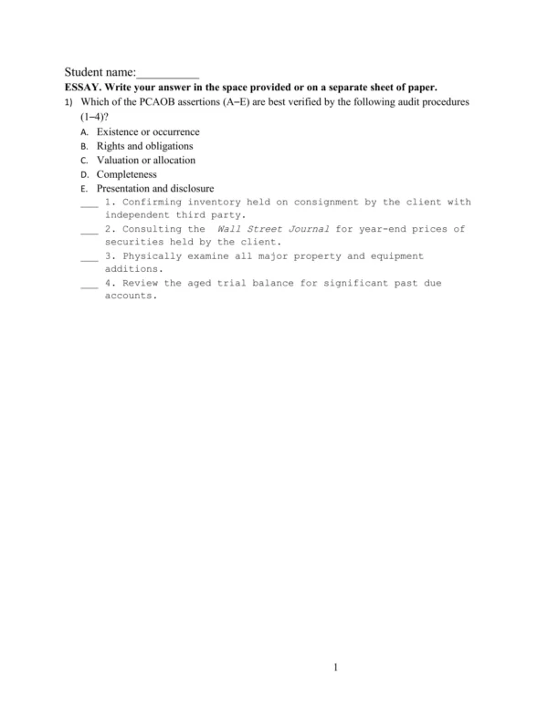 Auditing and Assurance Services Test Bank