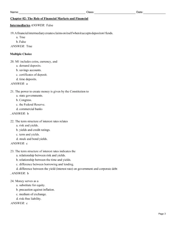Basic Finance Herbert Mayo Test Bank