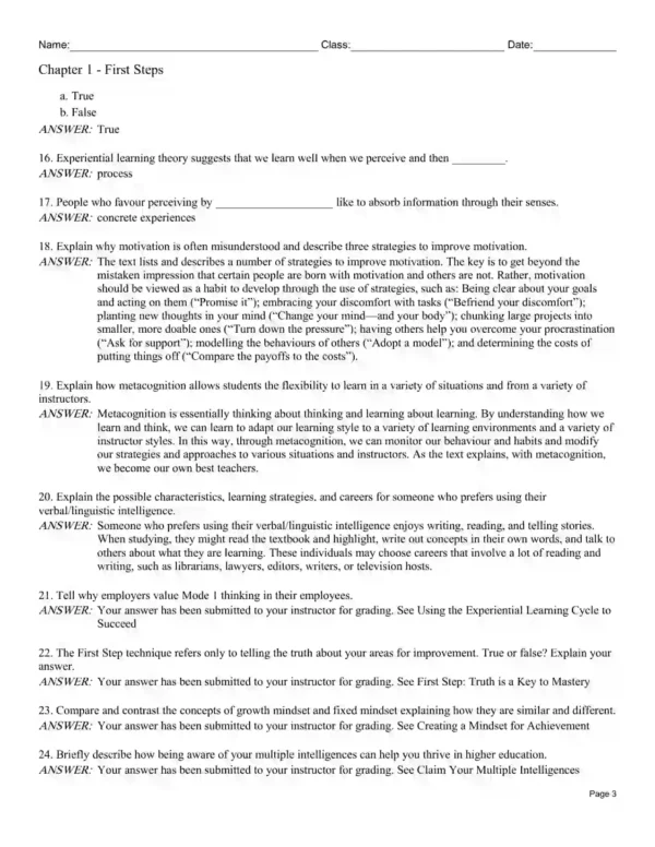 Becoming a Master Student Test Bank