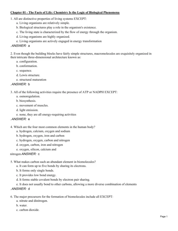 Biochemistry Test Bank