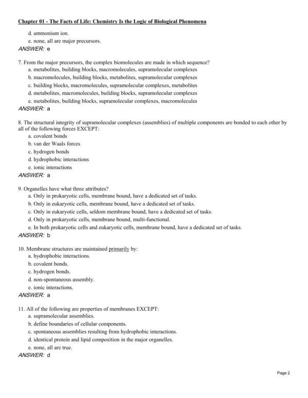 Biochemistry Test Bank