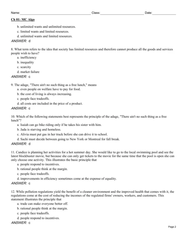 Brief Principles of Macroeconomics Test Bank