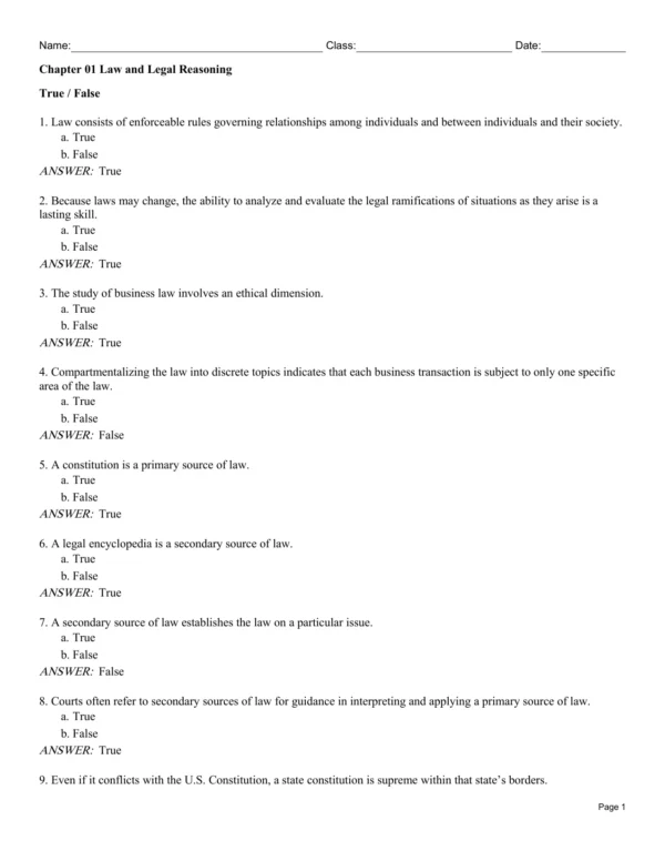 Business Law Text and Cases Test Bank