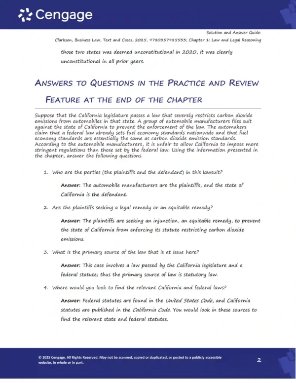 Business Law Text and Cases SOLUTION MANUAL