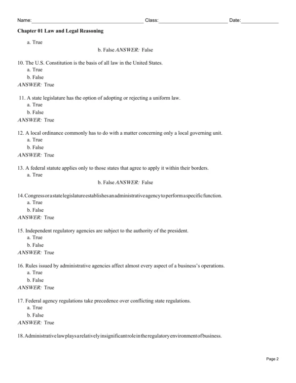 Business Law Text and Cases Test Bank
