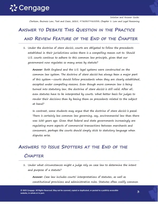 Business Law Text and Cases SOLUTION MANUAL