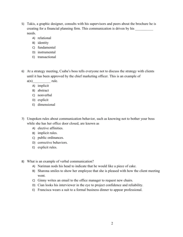 Business and Professional Communication Test Bank