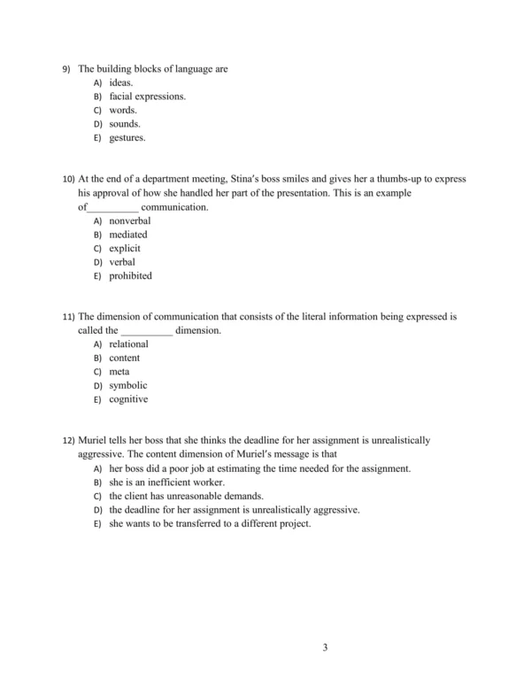 Business and Professional Communication Test Bank