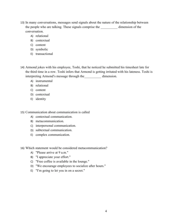 Business and Professional Communication Test Bank