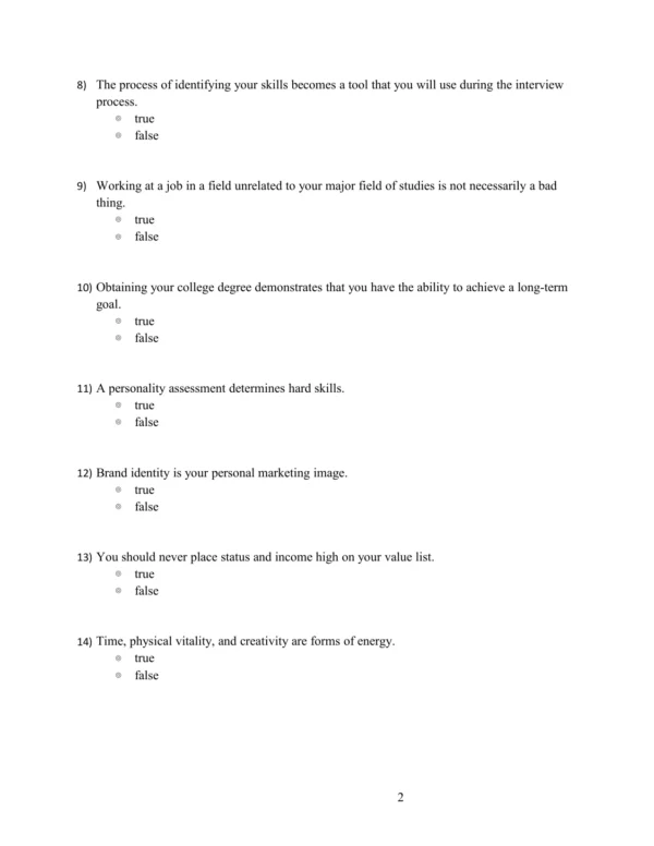 Career Achievement 4th Edition Test Bank
