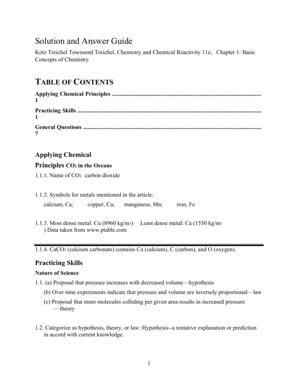 Chemistry and Chemical Reactivity, 11th Edition John C. Kotz Solution