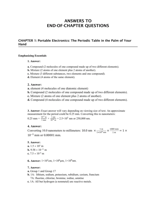 Chemistry the science in Context SOLUTIONS MANUAL PDF