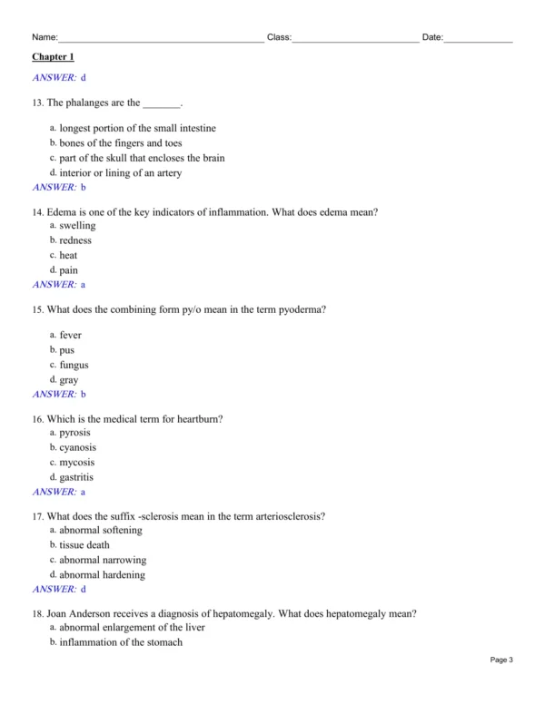 Comprehensive Medical Terminology Test Bank