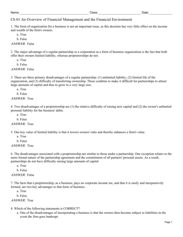 Corporate Finance Test Bank