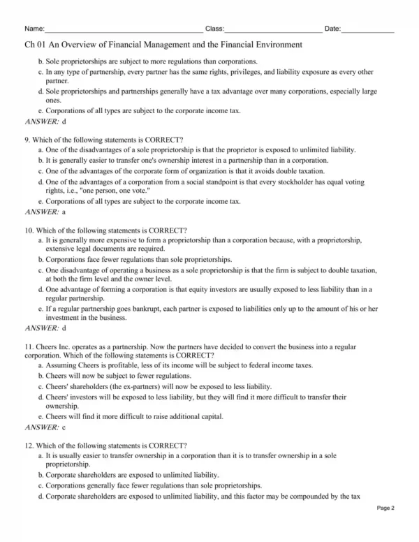Corporate Finance Test Bank