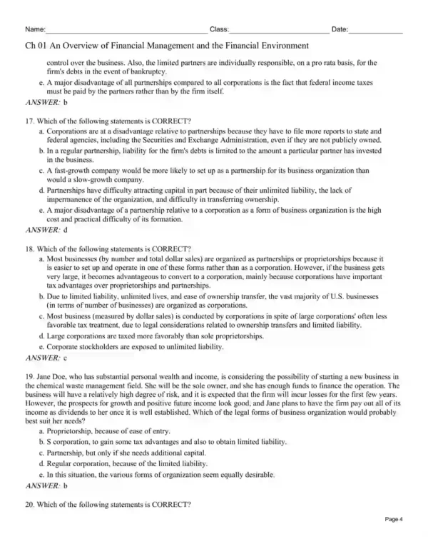Corporate Finance Test Bank