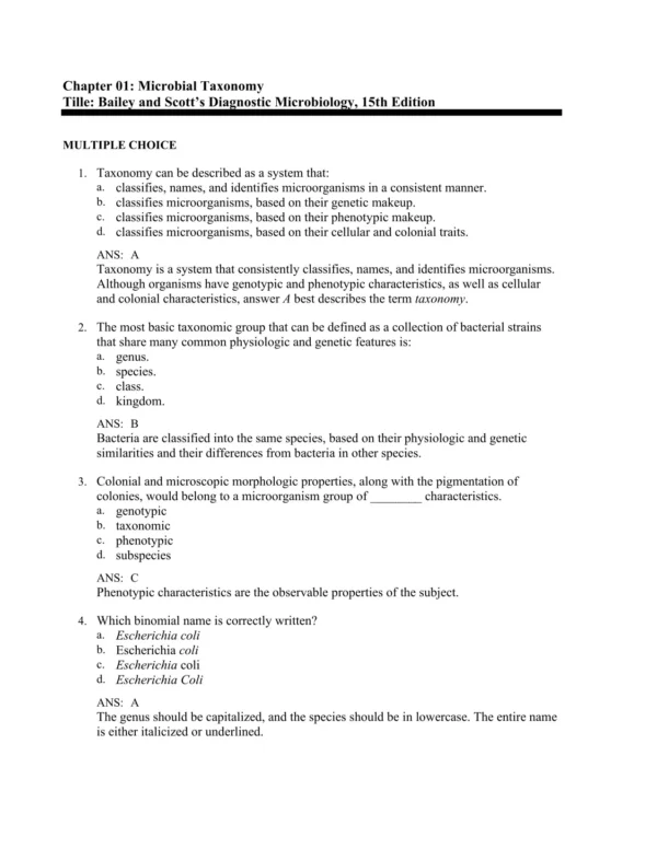 Bailey and Scott's Diagnostic Microbiology, 15th Editionby Patricia Tille Test Bank_Page1.webp-001 Multiple choice microbiology exam questions on specimen collection, culture methods, and lab techniques