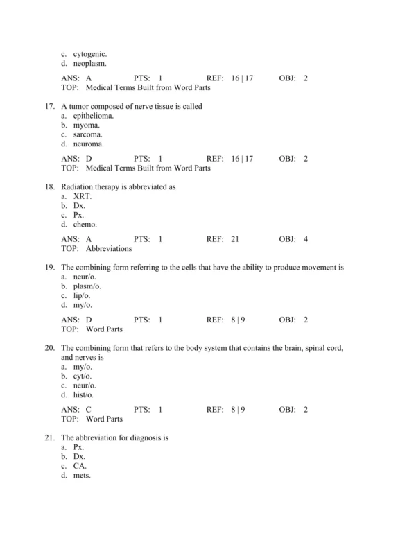 Basic Medical Language, 6th Edition by Myrna LaFleur Brooks Test Bank_Page4.webp-004 Comprehensive medical terminology study materials with practice exam questions for nursing and allied health students