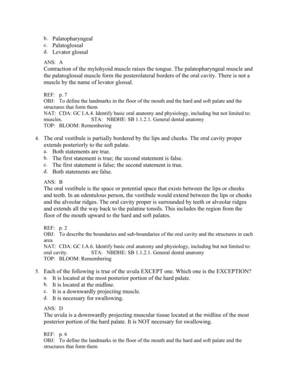 Brand Anatomy of Orofacial Structures, 8th Edition Test Bank_Page2.webp-002 Detailed answer rationales explaining correct and incorrect responses for dental anatomy test questions