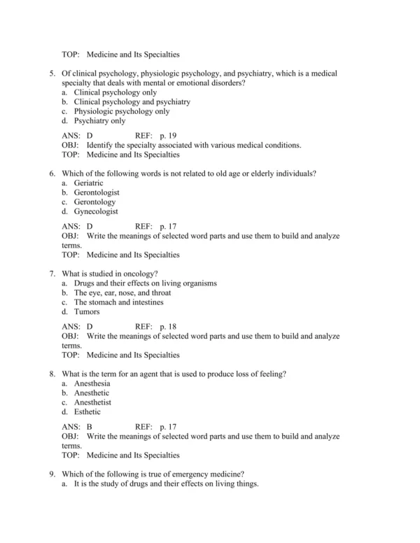 Building a Medical Vocabulary, 10th Edition by Peggy C. Leonard Test Bank_Page2.webp-002 Detailed answer rationales explaining medical word construction and term application in healthcare contexts