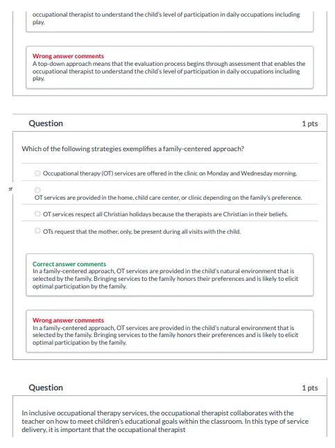 Case-Smith's 2 Chapter-by-chapter test questions organized for occupational therapy topics