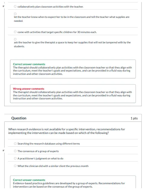 Case-Smith's Occupational Therapy 3 Detailed answer rationales explaining correct responses for occupational therapy exam questions