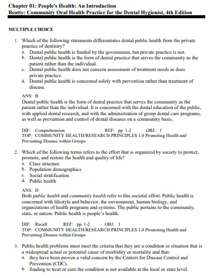 Multiple choice dental hygiene practice questions focusing on oral health promotion and community care concepts