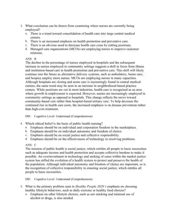 Community Public Health Nursing, 8th Edition by Mary A. Nies Test Bank_Page2.webp-002 Detailed nursing answer rationales explaining correct responses and public health concepts