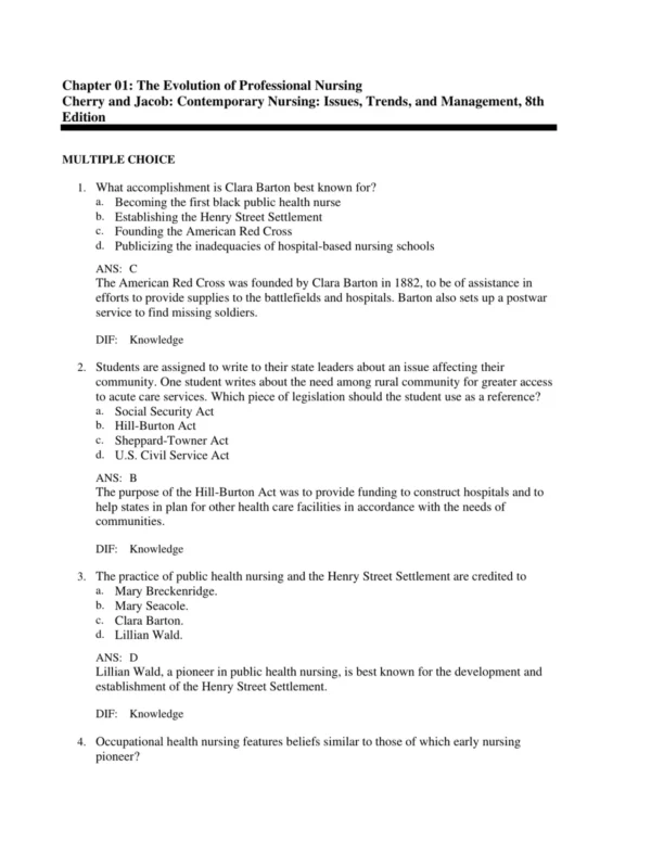 Multiple choice nursing practice questions and leadership case studies for professional development