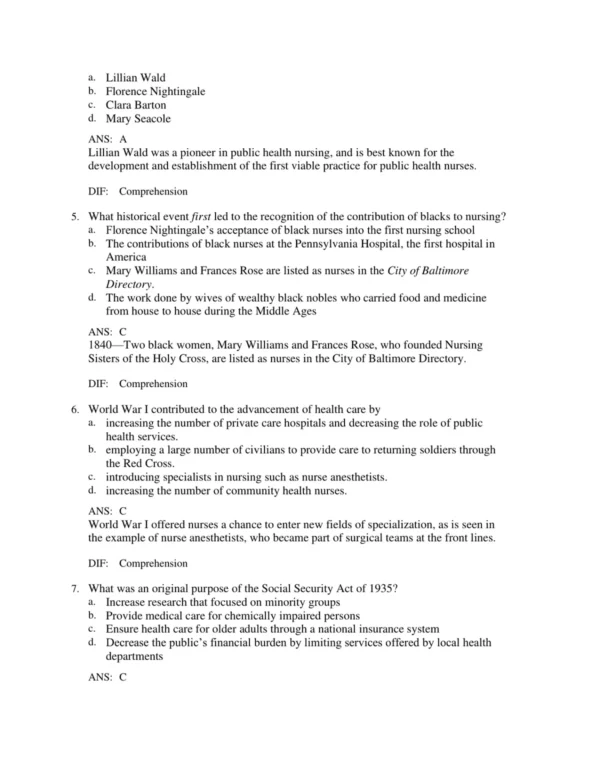 Detailed answer rationales explaining correct responses and professional nursing concepts for exam practice