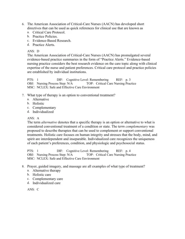 Critical Care Nursing, 8th Edition by Linda D. Urden Test Bank_Page3.webp-003 Chapter-based organization of critical care nursing test questions covering cardiovascular, respiratory, and neurological systems