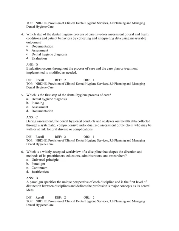Darby and Walsh Dental Hygiene, 5th Edition by Denise M. Bowen Test Bank_Page2.webp-002 Comprehensive answer rationales explaining correct responses and key dental hygiene concepts for exam review
