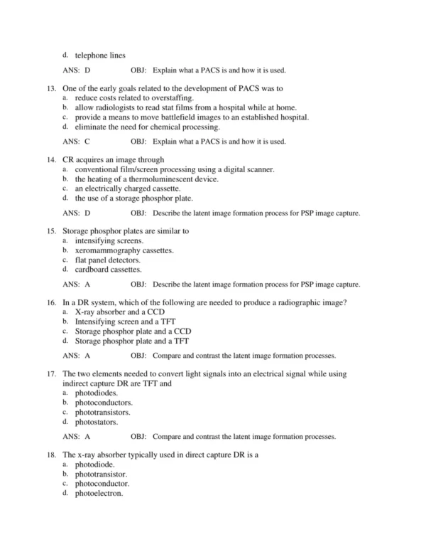 Digital_Radiography_and_PACS_3rd_Edition_by_Christi_Carter_Test_Bank_p003 Chapter-based radiography exam questions covering digital imaging, PACS data storage, and communication systems