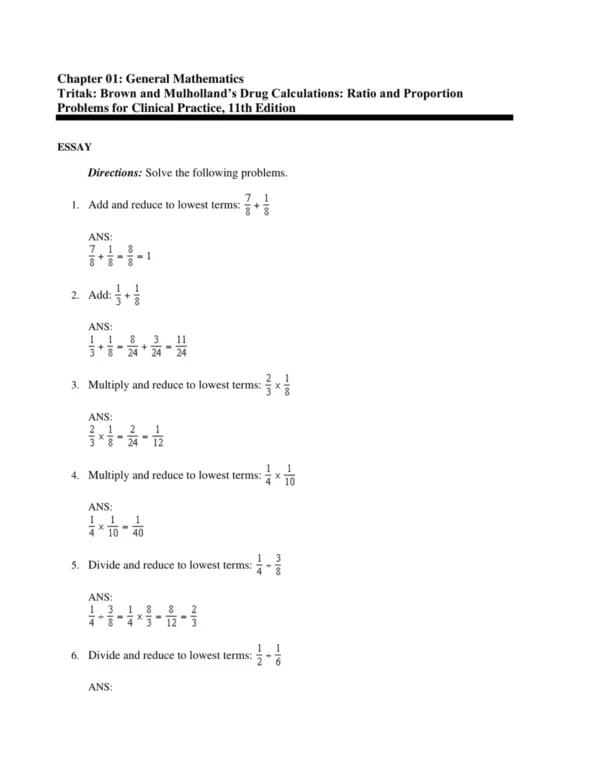 Drug_Calculations_11th_Edition_by_Ann_Tritak-Elmiger_Test_Bank_p001 Dosage calculation multiple choice practice questions covering medication math and administration accuracy