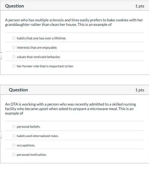 Early’s Physical Dysfunction 1 Occupational therapy multiple choice practice questions covering functional assessment and rehabilitation principles