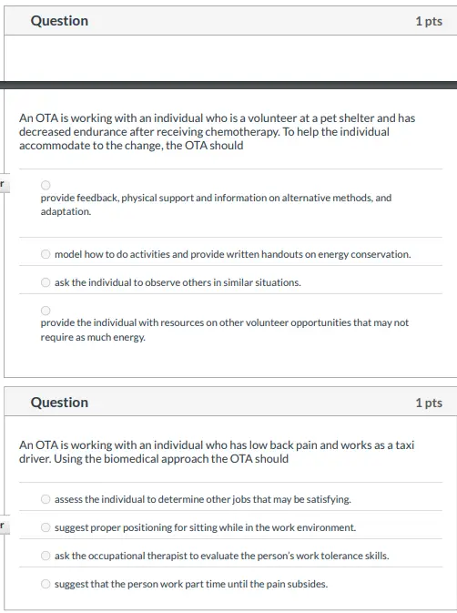 Early’s Physical Dysfunction 3 Chapter-based occupational therapy questions organized by key functional skills and therapeutic intervention areas