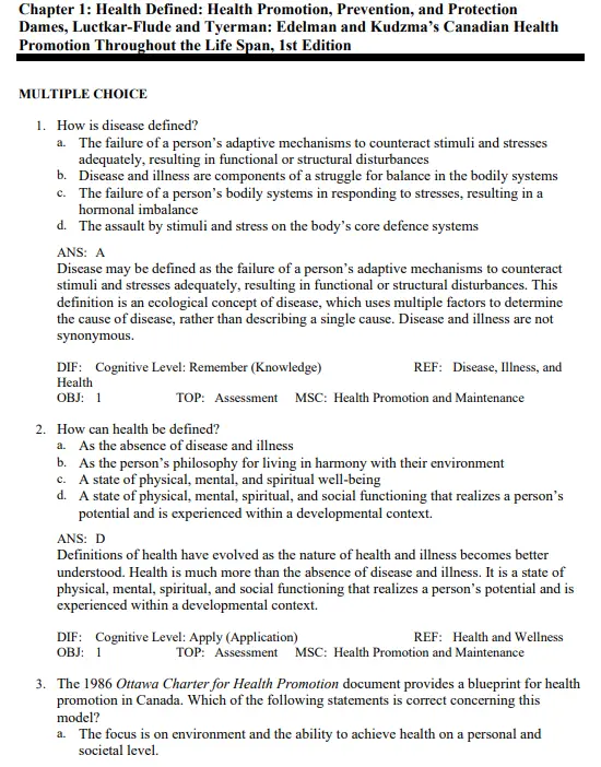 Edelman and Kudzma's 1 NCLEX-style multiple choice health promotion practice questions for nursing students with detailed answer options