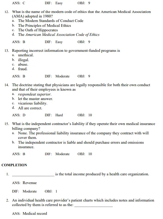 Fordney’s Medical Insurance and Billing 16th Edition by Linda Smith Test Bank 3 Chapter-based medical insurance test questions organized for systematic study and review