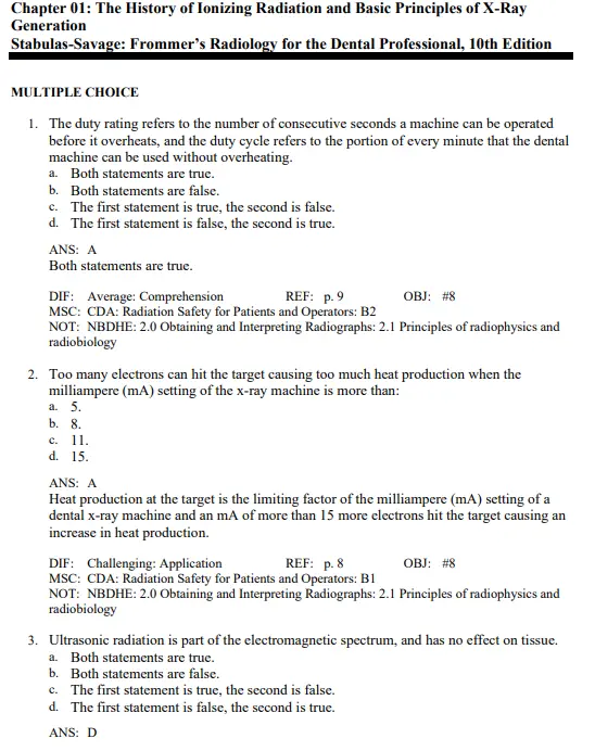 Multiple choice radiology exam questions covering dental imaging principles and diagnostic interpretation