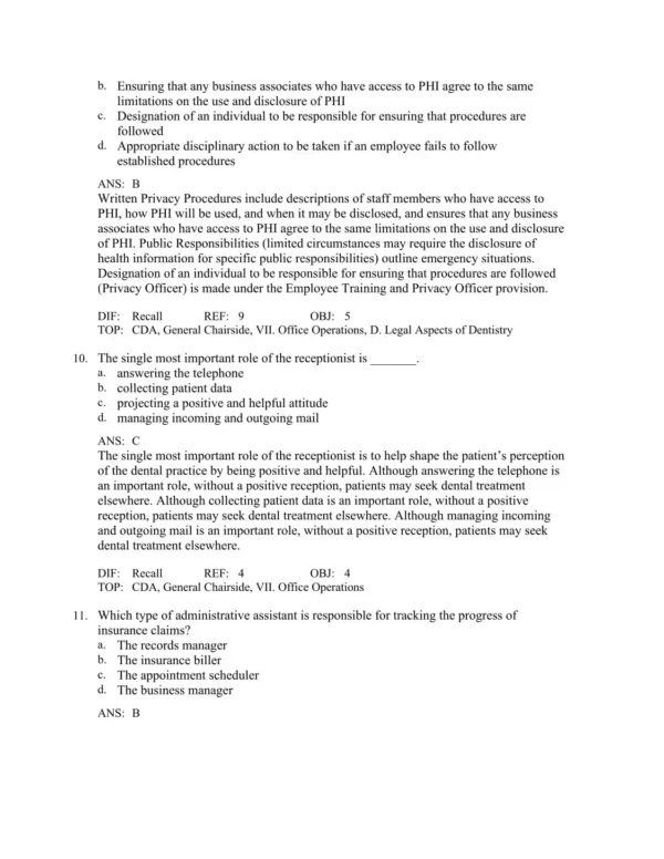 Dental assisting exam preparation materials with realistic practice scenarios and review questions