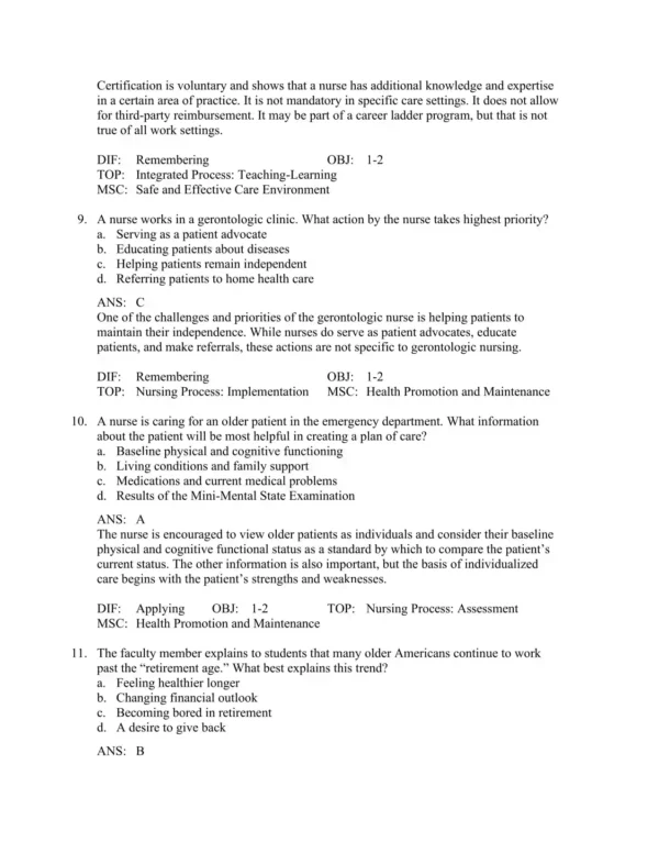 Gerontologic Nursing, 6th Edition by Sue E. Meiner Test Bank_Page4.webp-004 Comprehensive exam preparation materials with geriatric care questions and nursing review content
