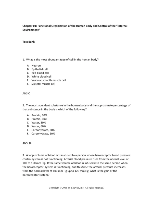 Guyton & Hall Textbook of Medical Physiology, 13th Edition by John E. Hall Test Bank_Page1.webp-001 Multiple choice medical physiology practice questions covering body systems and functional mechanisms