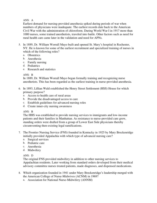 Detailed answer rationales explaining advanced nursing concepts and evidence-based practice applications