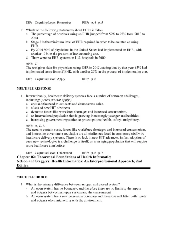 Health Informatics, 2nd Edition by Ramona Nelson Test Bank_Page3.webp-003 Chapter-based informatics test questions covering nursing data management and healthcare technology topics