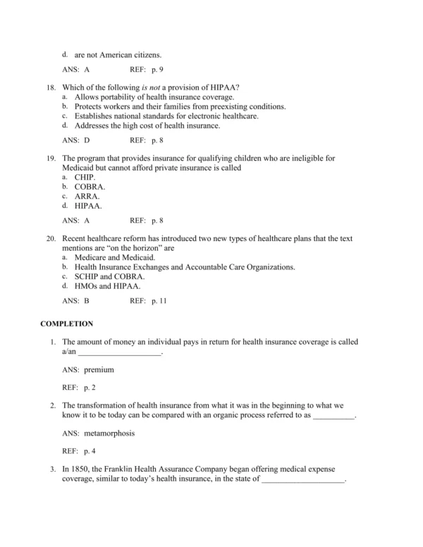 Health Insurance Today A Practical Approach, 6th Edition Beik Test Bank_Page4.webp-004 Healthcare billing and insurance exam preparation materials with practical test questions for learning reinforcement