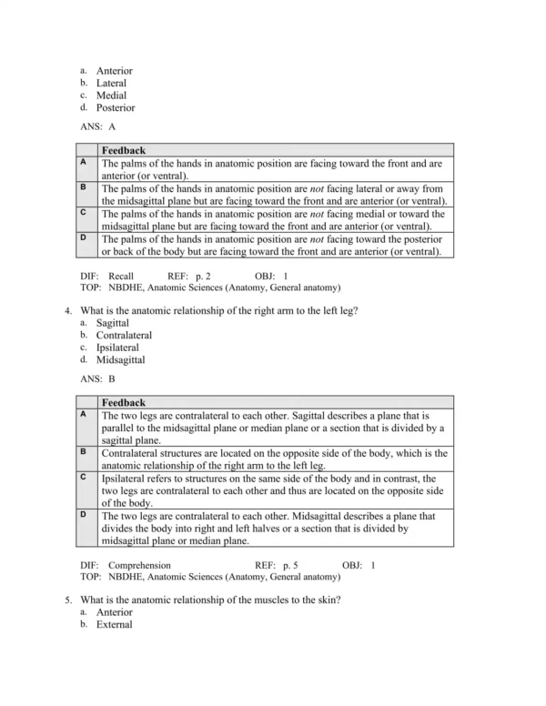 Illustrated Anatomy of the Head and Neck, 6th Edition by Margaret J. Fehrenbach Test Bank_Page2.webp-002 Detailed answer rationales explaining anatomical relationships and correct responses in head and neck anatomy questions