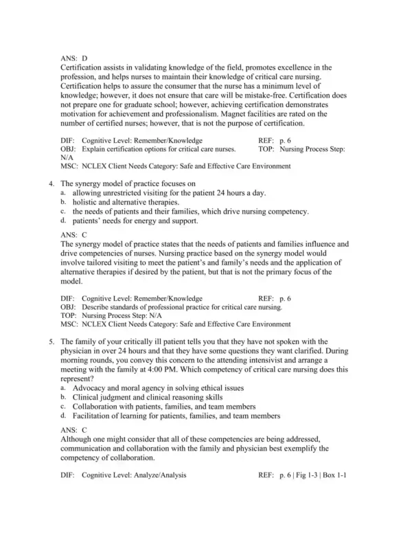 Critical care nursing exam preparation materials with diverse question formats and study tools